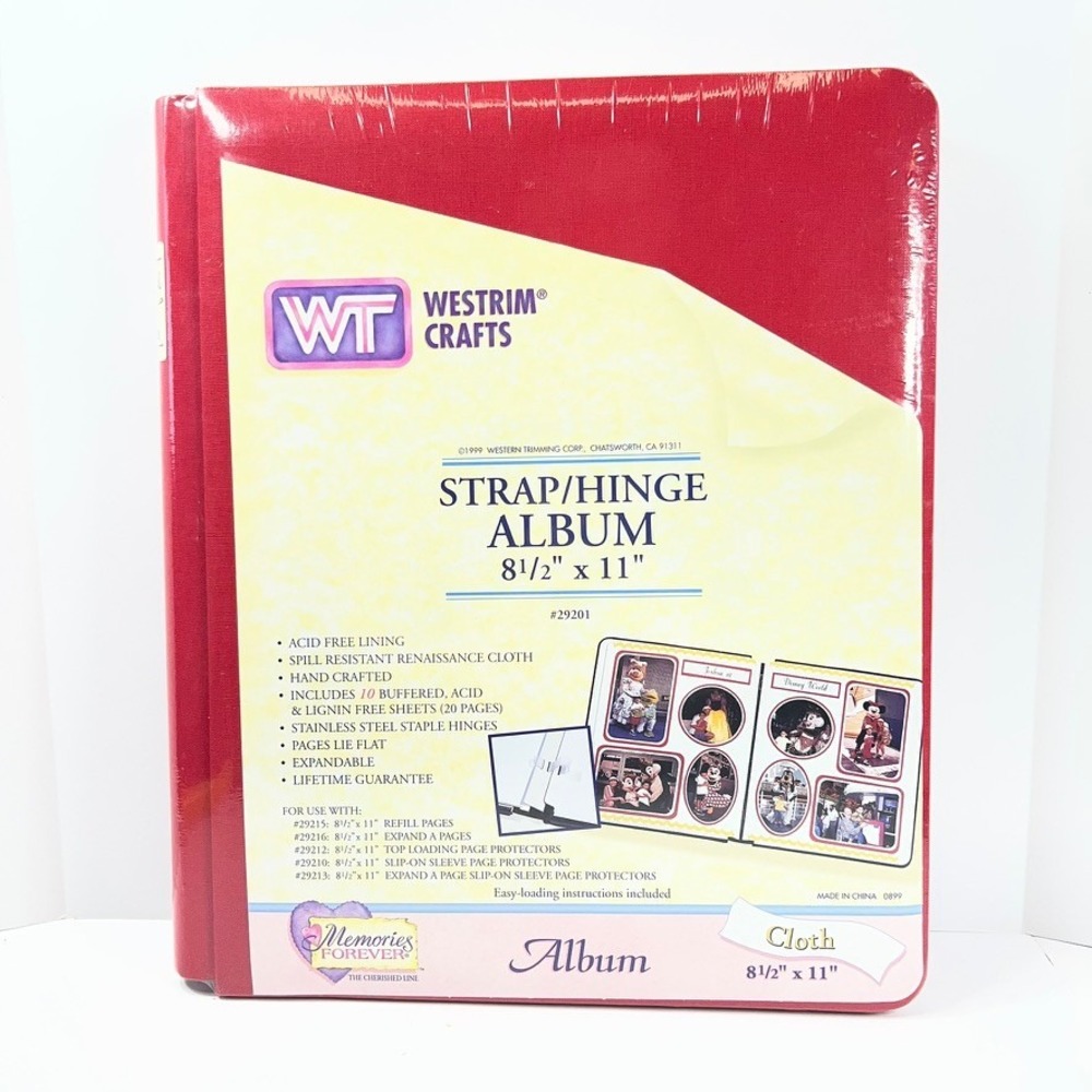 Westrim Crafts Red Cloth Strap Hinge Album 8 1/2 x 11 Scrapbook New